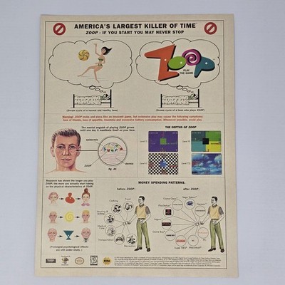 Zoop If You Start You May Never Stop Sega Genesis Killer Print Ad/Poster