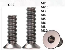 GR2 Titanium Hex Socket Bolt Countersunk Flat Head Screw M2 M2.5 M3-M5 M6 M8 M10