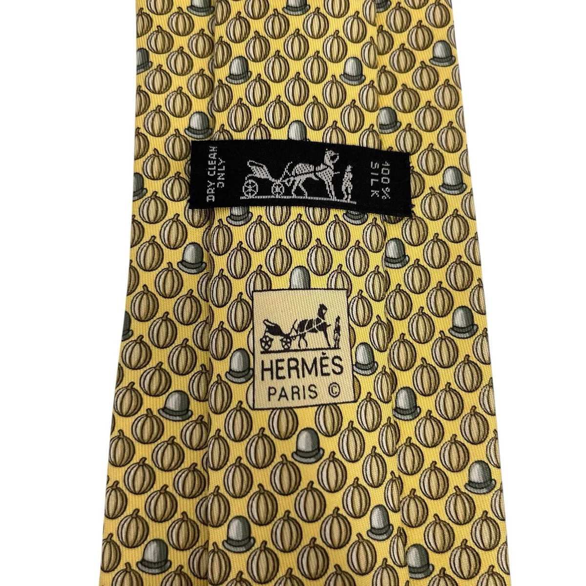Lot De 4 Cravates Vintage Homme 100% Soie - Motifs Bleu Et Jaune - Marque Manhattan