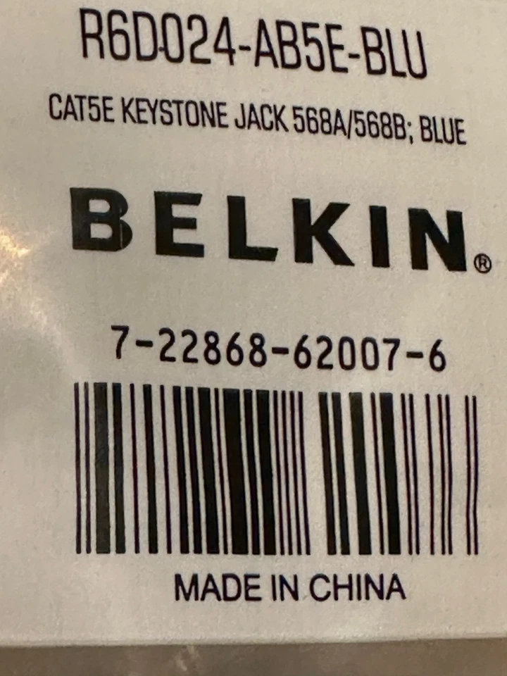 Lote de 43: Belkin Cat.5e Keystone Jack 568A / 568B Azul R6D024-AB5E-BLU - NUEVO Foto 3 de 3