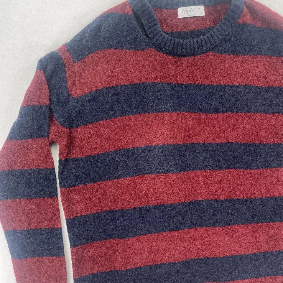 Suéter Yohji Yamamoto Para Hombre Grande XL 3 Rojo Azul Marino Para Hombre Rayas Cuello Redondo Tejido Foto 2 de 4