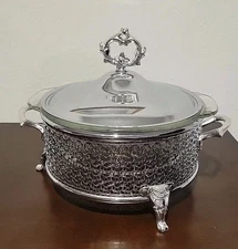 Vintage Anchor Hocking Fire King 448 2qt Casserole Dish Lid Serving Stand