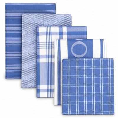 Beille 100% Cotton Kitchen Dish Cloth and Tea Towels Set, Machine Washable, 5pk