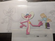 PANTERA ROSA VINTAGE PRODUCCIÓN ORIGINAL FRELENG ANIMADO 2 CELDAS 2 DIBUJO 11"x13"