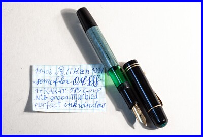 1950s semi flex OM - OBB 14K Gold nib PELIKAN 100N GREEN marbled