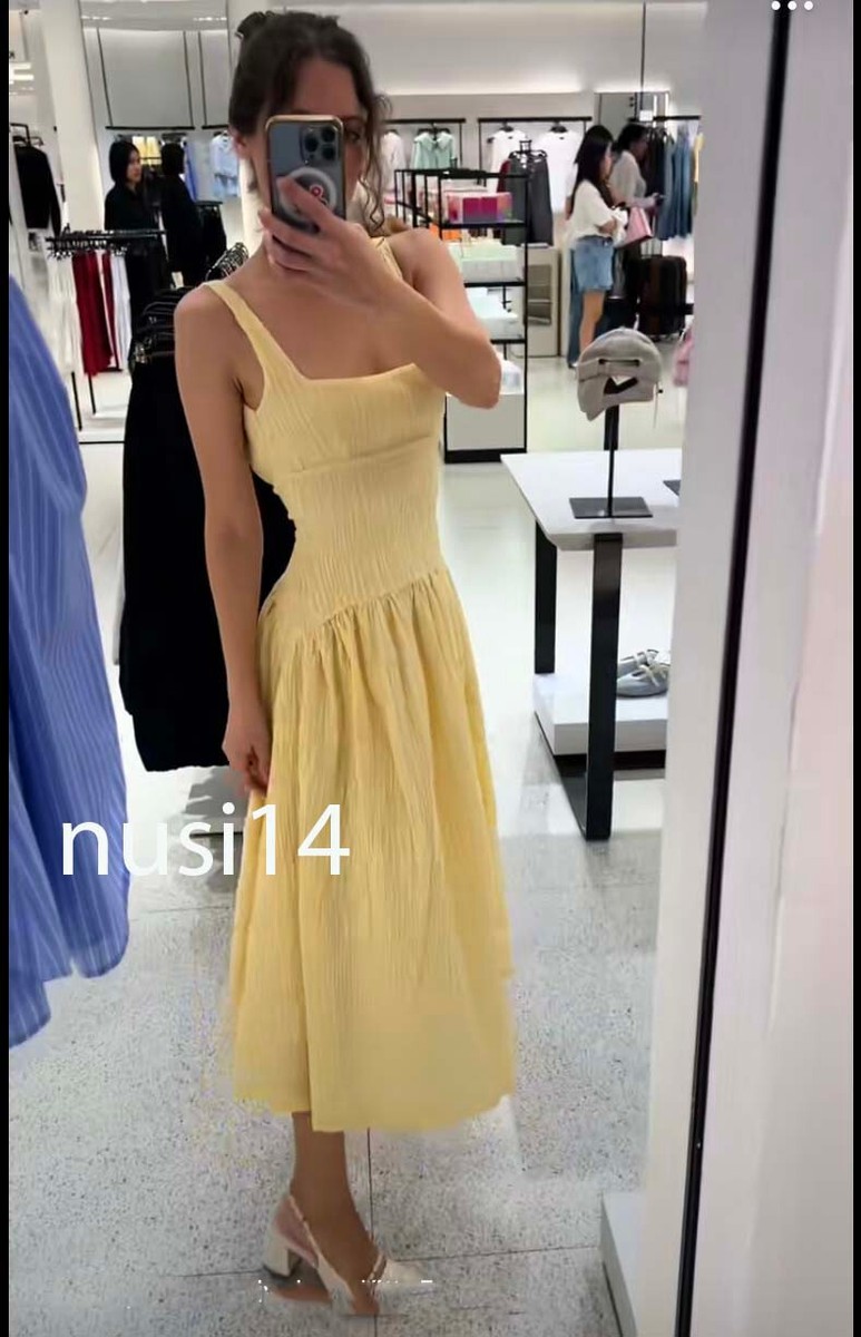 【ZARA】TEXTURED MIDI DRESS Vanilla | 4813/323/727 ZARA NEW WOMAN STRAPPY TEXTURED MIDI DRESS OPEN-BACK VANILLA
