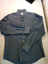 LEDBURY Fine Shirting Mens Size 2XL Blue w/ White Button-Down Shirt