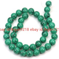 Genuine 4/6/8/10/12/14mm Blue Turquoise Gemstone Round Loose Beads 15"