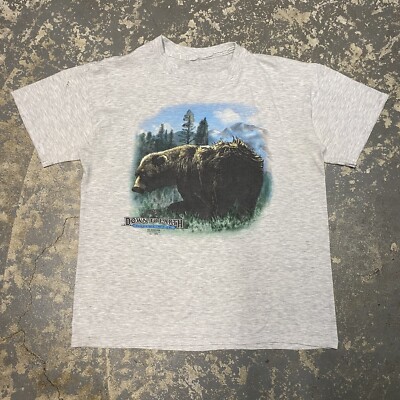 Vintage Grizzly Bear 3D Emblem Down to Earth Nature Wear 90s TShirt