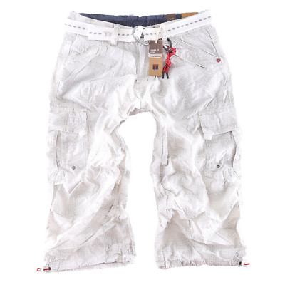 Timezone Herren  Bermuda Shorts 3/4  Miles TZ 1013 WHITE CHEK  plus Gürtel Neu