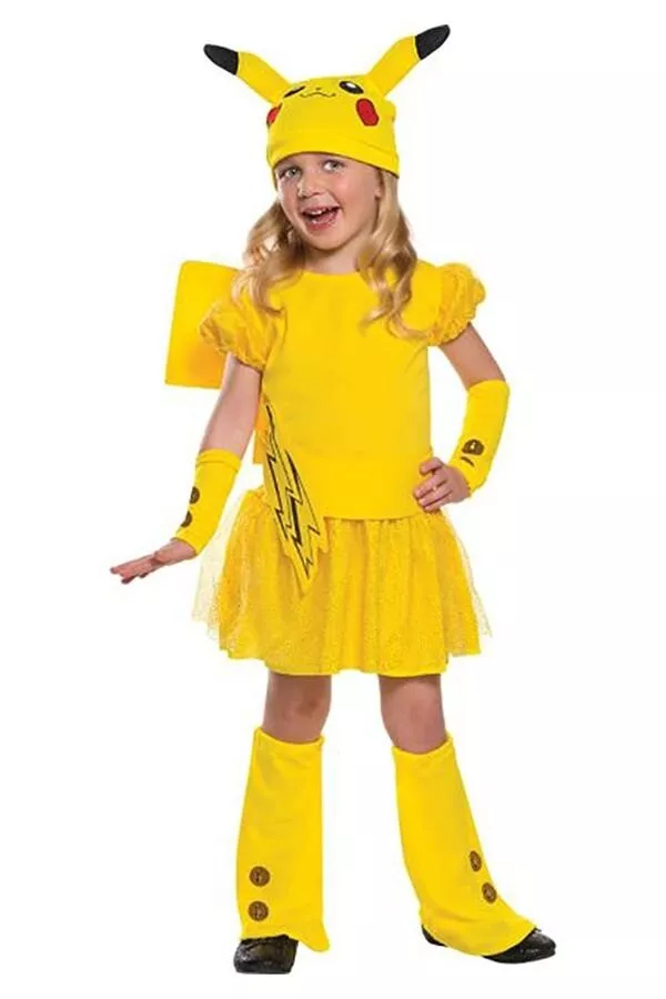 Child Pikachu Costume Girls Kids Pokemon Halloween Movies Cartoon Fancy  Dress