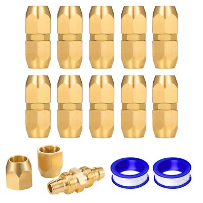 10PCS Soild Brass Air Reusable Hose Splicer For 1/4-Inch ID HoseHose Air Hose...