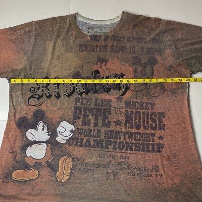 【epa】Mickey T“GRY” XL VTG AOP Disney T Shirt Mickey Mouse Boxing Paper Thin Peg