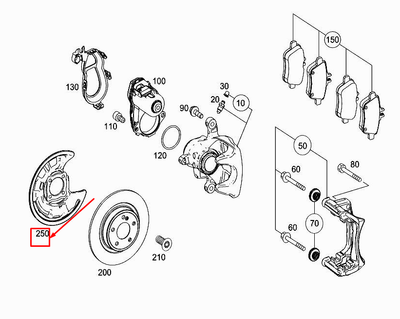 Cache-disque de frein arrière gauche MERCEDES-BENZ A W176 A2464230120