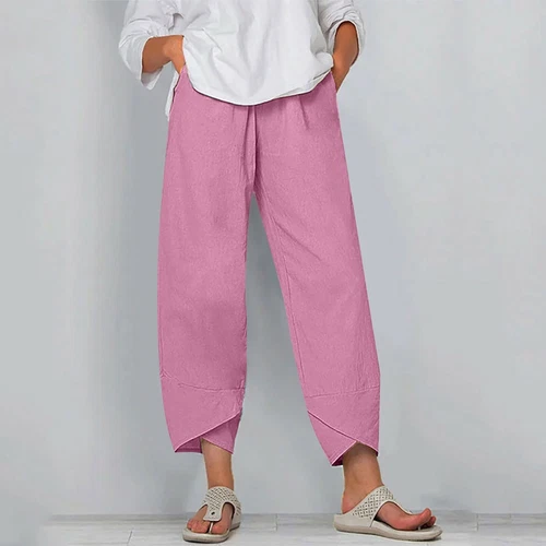 New Womens Ladies Cotton Linen Loose Baggy Casual Harem Pants Trousers Plus Size - Picture 16 of 35