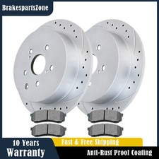 Fit for Toyota Sienna 2011-2020 309mm Rear Drilled Brake Rotors and Pads Brakes