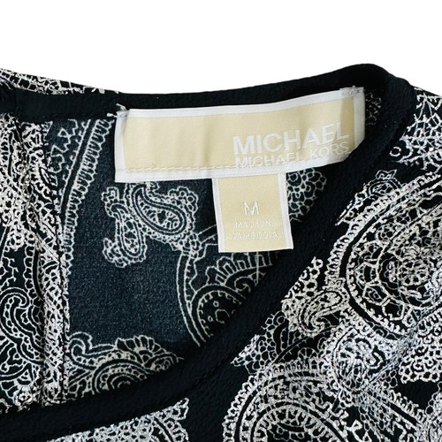 Michael Kors Women's Size M Metallic Paisley Flounce Sleeve Mini Dress NEW - Picture 6 of 8