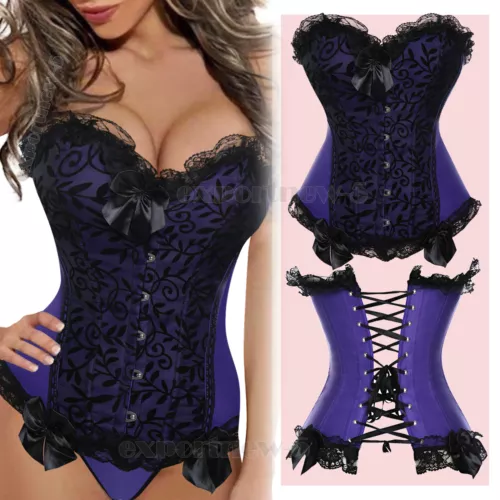 Mujeres Corsé Floral con Cordones Corsé Burlesco Deshuesado Sobre Busto Bustier Prendas para el torso S-6XL - Imagen 25 de 35