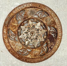 Antique 3 piece Adams Co Pat. 1897 Round Cast Iron Floor Grate Register Vent