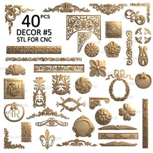 3d stl model cnc router artcam aspire 40 pcs decor collection pack #14