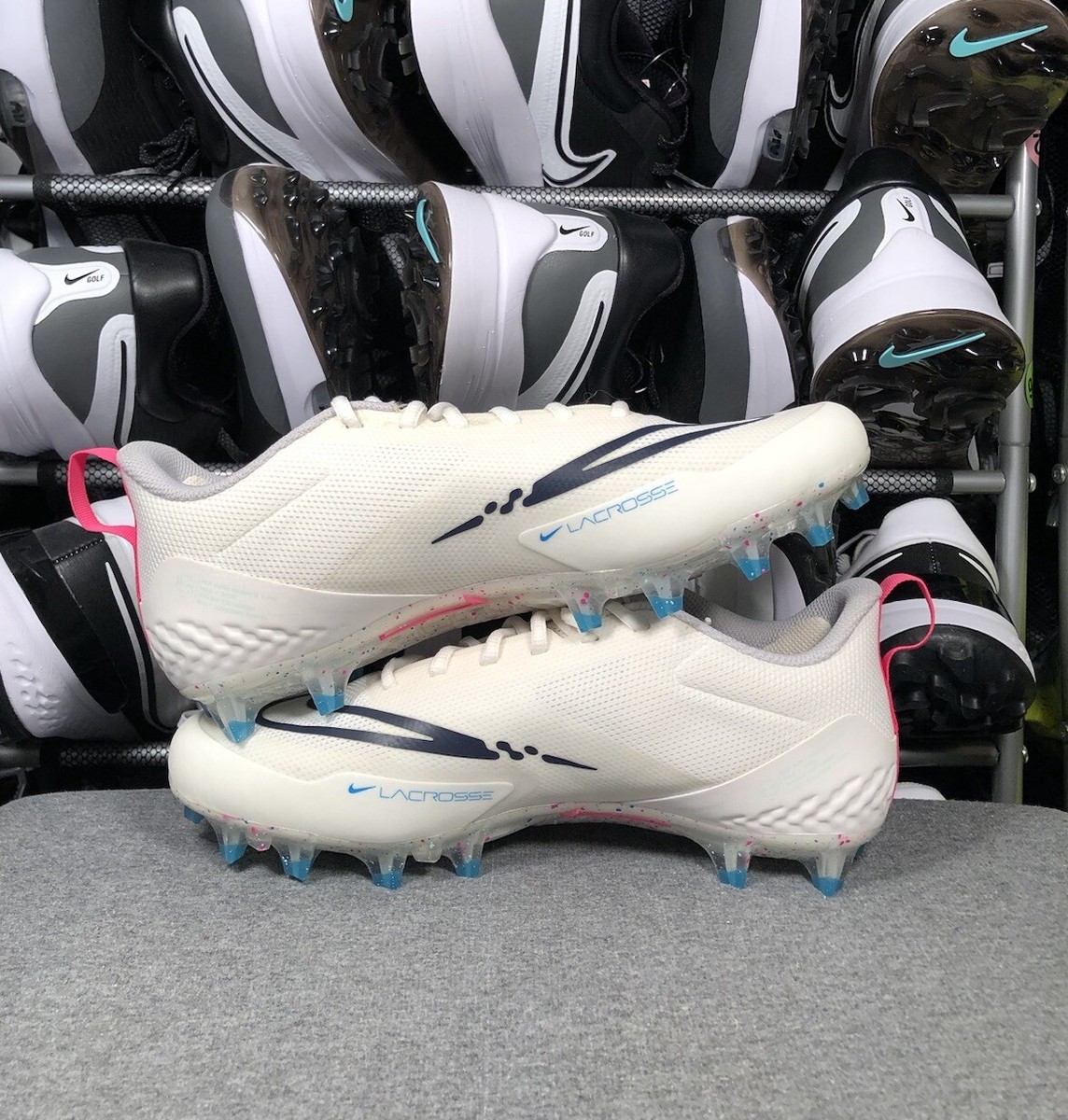 Nike Alpha Huarache 8 Pro Lacrosse White Cleats Men's Size