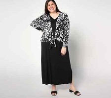 Belle by Kim Gravel Better Together Dress and Shrug Set-Black-Medium A634848 NEW