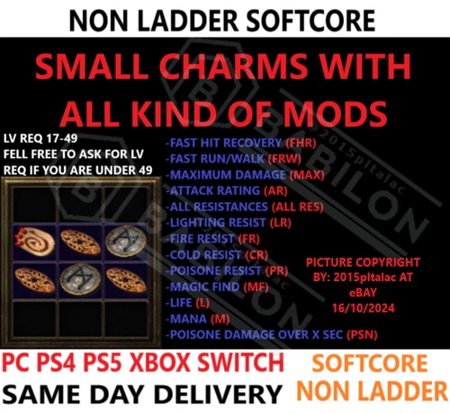 NON-LAD All Small Charms Diablo 2 Resurrected D2R Items ✅PC PS4 PS5 XBOX SWITCH✅