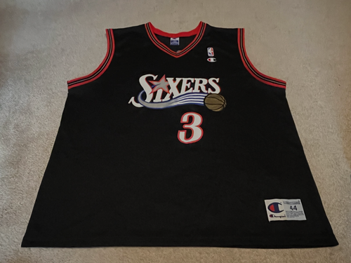 VTG Champion Allen Iverson Philadelphia 76ers Sixers Black #3 Size 44 Jersey EUC