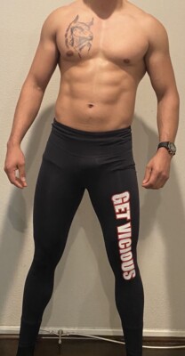 Mens Get Vicious Bodybuilding Spandex Tights Compression Pants Black Small