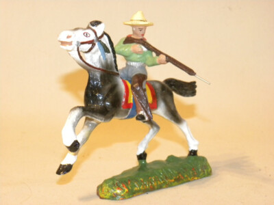 Durso - Statuetta - Durso 2 cowboys a cheval shérif et prisonnier very rare no lineol elastolin chialu nb bm gj (2) - Composito