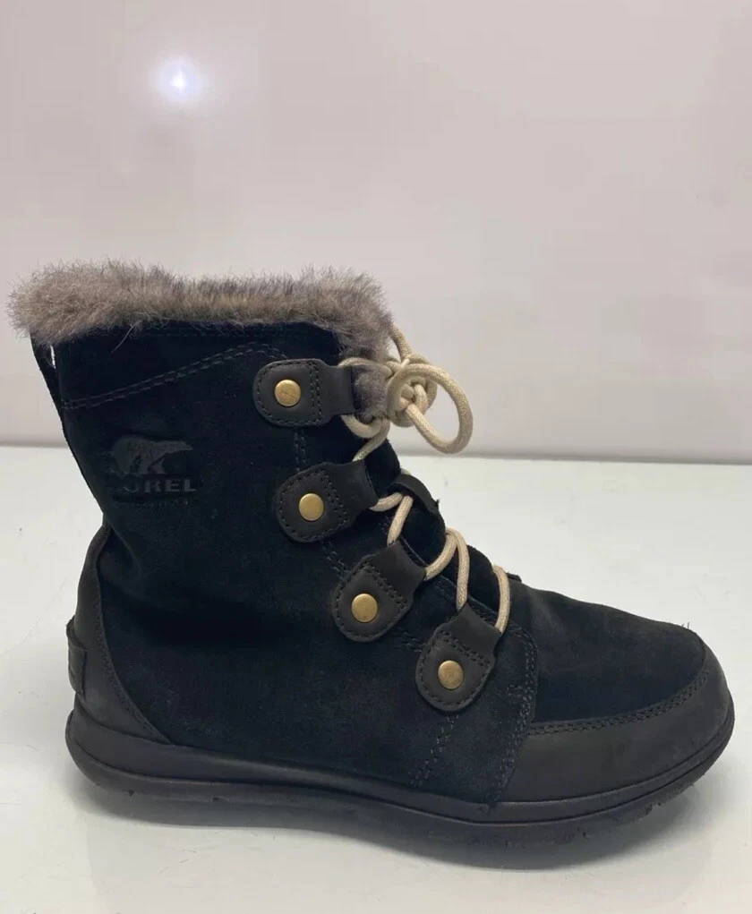 sorel explorer joan suede ankle winter preowned boots