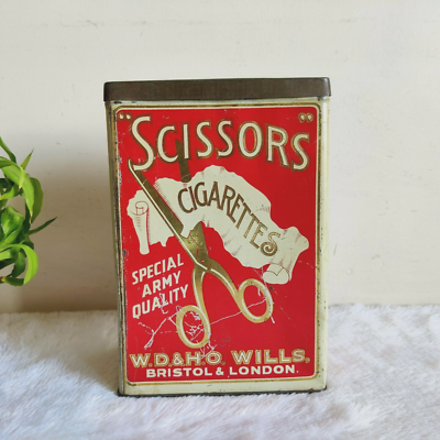 1930s Vintage Scissors Special Army Quality Cigarette Tin Box Old England  CG333