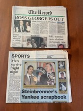 THE RECORD JULY 31 1990 STEINBRENNER 7/31/90 BOSS GEORGE IS OUT + 8/20/90 SPORTS