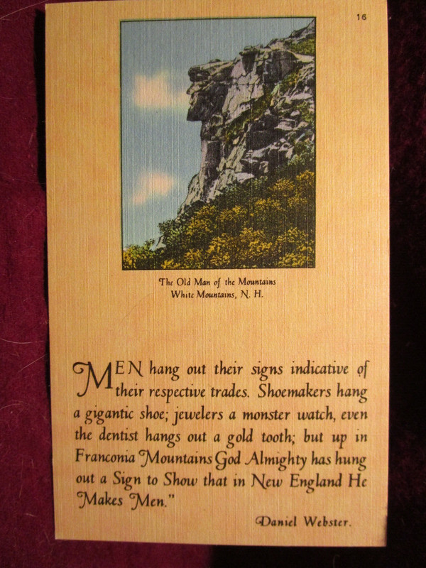 Old Vintage 1951 Postcard of OLD MAN OF THE MOUNTAINS WHITE MOUNTAINS NH