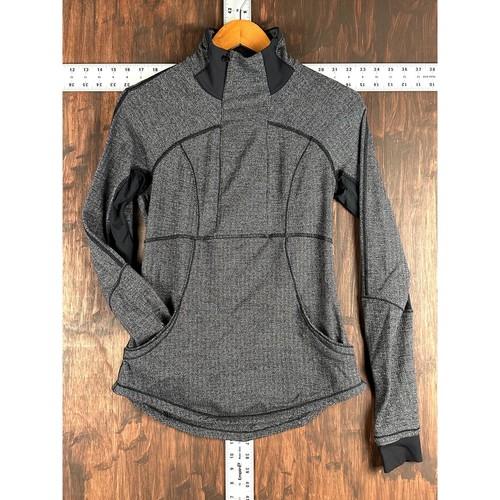 Lululemon Athletica Half Zip Base Runner Jacket Heathered Herringbone Womens 8