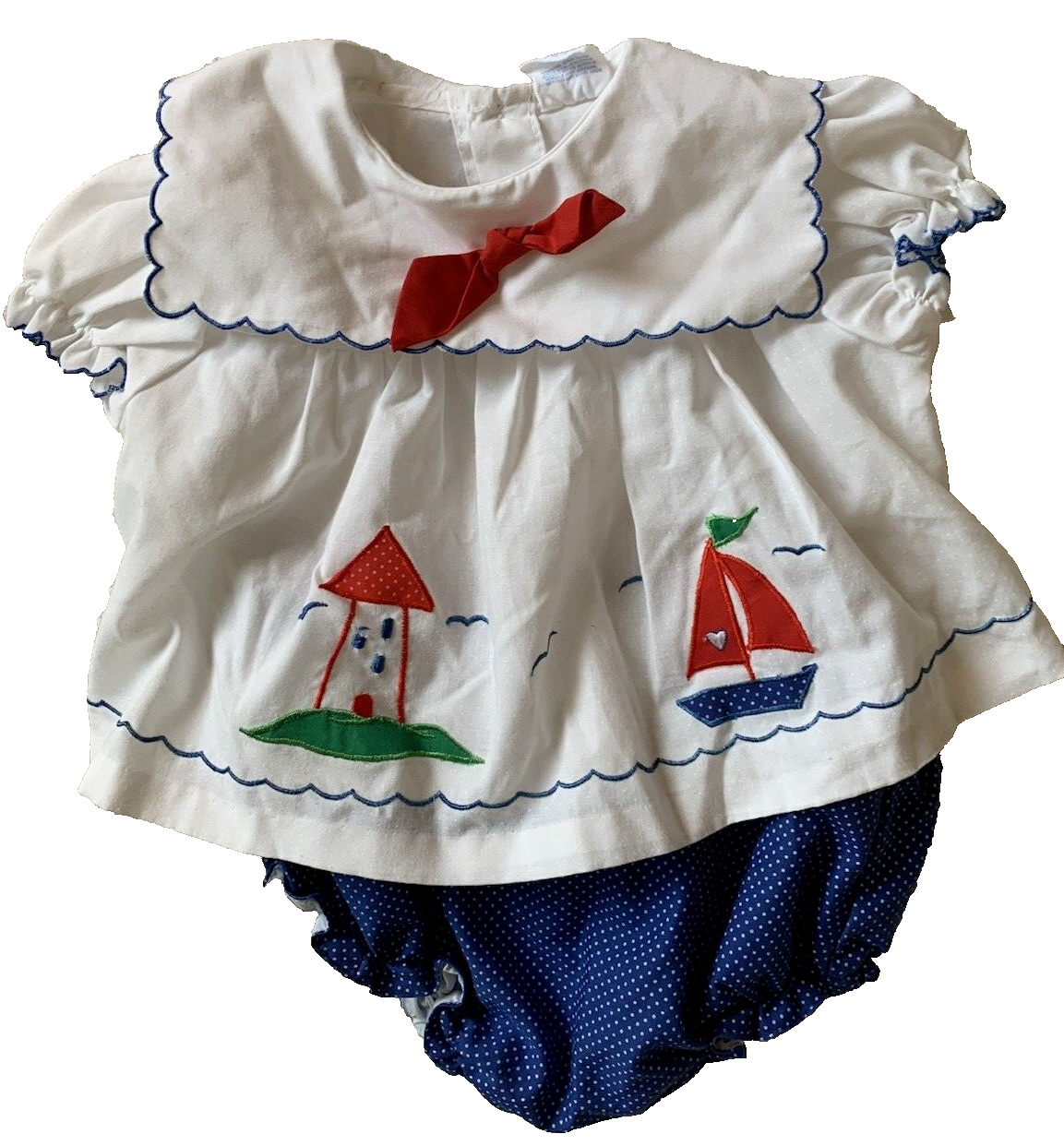 Dress w Sailboat Cradle Togs 18 Mo 2 piece set dress and diaper cover bloomers