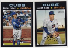 Javier Baez Cubs 2020 Topps Heritage Action Image Variation 142 + Base LOT