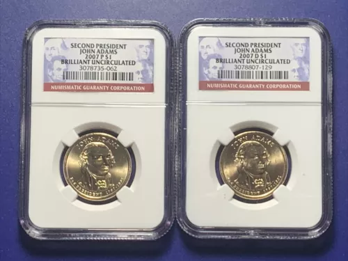 2007 P/D John Adams Presidential NGC Dollar coins