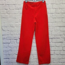 ZARA Red Corduroy Pants Size XS High Waisted Straight Career Casual Bright Fun