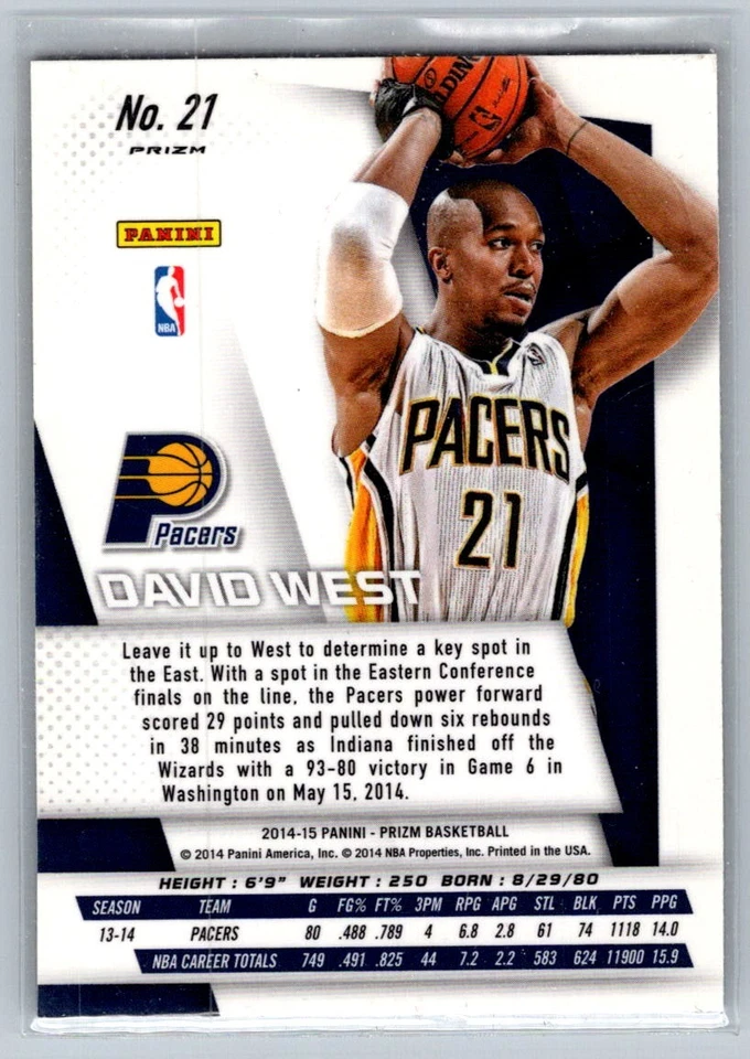 Panini Prizm 2014 rojo blanco y azul David West 21 Foto 2 de 2