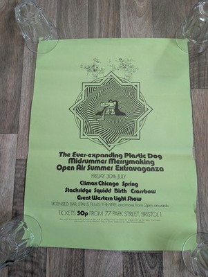 Original 1971 Ever- Expanding Plastic Dog Festival Poster - Various Bands