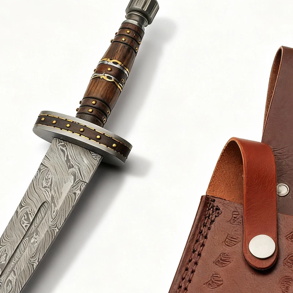 Daga de punta de lanza imperial WS hoja de acero mango de madera espaciador de latón pomo abovedado Foto 3 de 4