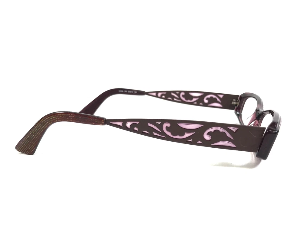 Jean Lafont Eyeglasses Frames OLGA 745 Orange Glitter Purple Paisley 52-13-140 - Image 4 of 4