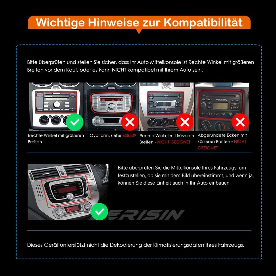 8-Kern Android 14 DAB+ Autoradio 64GB Navi CarPlay Ford Focus Kuga S-Max Transit - Bild 3 von 4