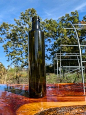 (1) New 17oz Green Glass Dorica Oil Bottle With Pour Screw Cap Tamper Evident