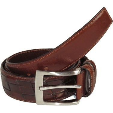 Men Genuine Leather Belt PIERO ROSSI Turkey Soft Full Grain Stitched 137 Cognac 9590₽