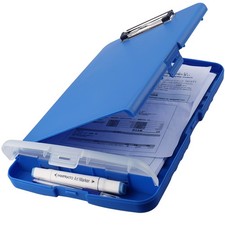 Blue Plastic Clipboard Storage Foldable File Folder Nursing Folio Office Case