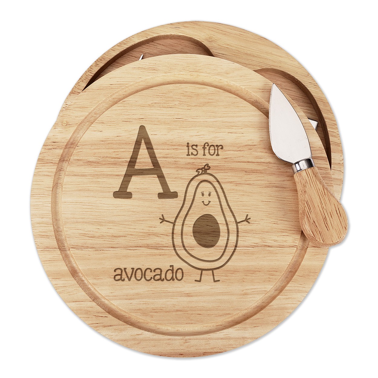 Letter A Is For Avocado Cheese Board Knife Set Alphabet Cute