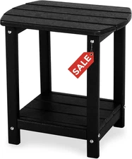 Adirondack Square Outdoor Side Table,2-Tier Storage Patio Side Table, HDPE End T