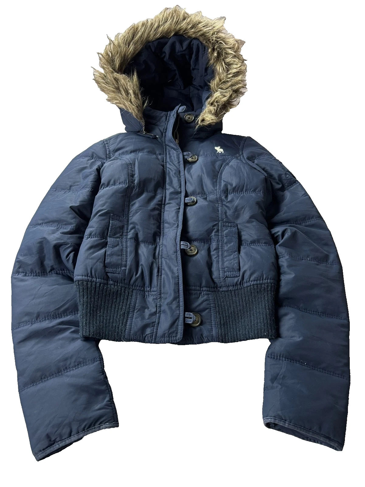 Vtg Y2K 2000 Abercrombie Fitch Fur Trim Bomber Puffer Jacket Hollister Vibe
Opens in a new window or